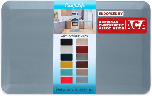 ComfiLife Anti Fatigue Floor Mat – 3/4 Inch Thick Perfect Kitchen Mat, Standing Desk Mat – Comfort at Home, Office, Garage – Durable – Stain Resistant – Non-Slip Bottom (20" x 39", Denim) - color: Denim, size: 20" x 39"