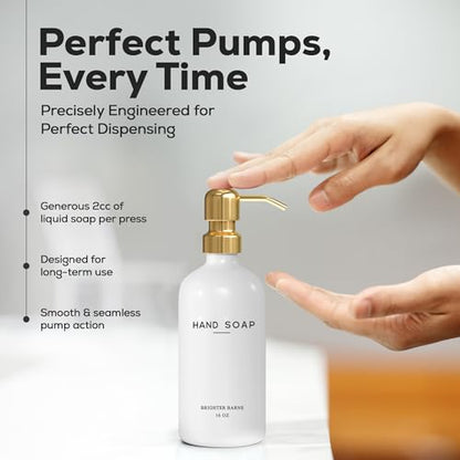 Luxury Glass Soap and Lotion Dispenser Set by Brighter Barns - Liquid Soap Dispenser Bathroom Set - White and Gold Bathroom Accessories for Vacation Rental, Airbnb, Hotel, Wedding Gift (Gold) - color: Gold Sl