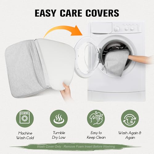 kingphenix Chair Cushions for Dining Chairs, Set of 6, 2.5 Inches Thick | High-Density Foam Kitchen Chair Cushions with Ties, Non-Slip Bottom and Removable Machine-Washable Covers, 17 x 16 in, Gray - color: Gray, size: 6 Count(Pack of 1)
