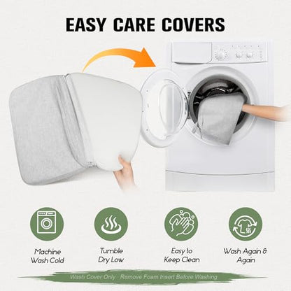kingphenix Chair Cushions for Dining Chairs, Set of 6, 2.5 Inches Thick | High-Density Foam Kitchen Chair Cushions with Ties, Non-Slip Bottom and Removable Machine-Washable Covers, 17 x 16 in, Gray - color: Gray, size: 6 Count(Pack of 1)