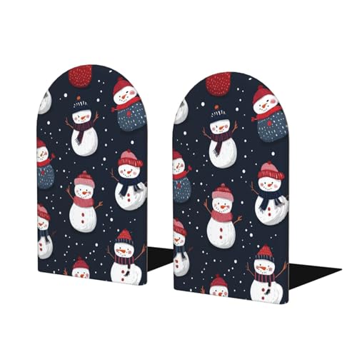 Cartoon Snowmen Winter Christmas Wooden Bookends for Shelves Decorative Book Ends Universal Book Organizer Holder for Office, Heavy Books, Vinyl Records - color: Cartoon Snowmen Winter Christmas