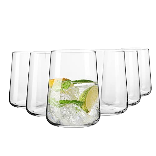 Krosno Water Glasses Set of 6, 16.6 oz, Infinity Collection | Glass Tumblers, Lead-Free Crystal Glassware, Juice Glasses, Water Glass Set, Dishwasher Safe, Made in Europe - size: 6 Count (Pack of 1)