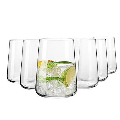 Krosno Water Glasses Set of 6, 16.6 oz, Infinity Collection | Glass Tumblers, Lead-Free Crystal Glassware, Juice Glasses, Water Glass Set, Dishwasher Safe, Made in Europe - size: 6 Count (Pack of 1)