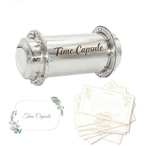 Stainless Steel Time Capsule Kit Engraved Keepsake Box with 50pcs Time Capsule Cards for Letters to The Future, Wedding, Anniversary, Birthday, Graduation Gift (Time Capsule Box+50pcs Cards)