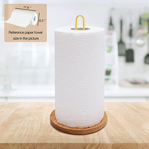 TONLEA Wooden Paper Towel Holder Countertop, Kitchen-Towel-Holder FreeStanding with Non-Slip Base for Bathroom - color: Gold