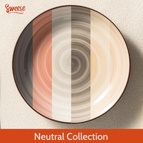 Sweese 6-Pack Ceramic Pasta Bowls, Neutral Extra Large 30 Fl Oz Durable Professional Grade - color: Neutral