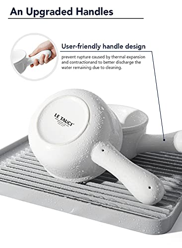 LE TAUCI Soup Bowls with Handle, 15 Oz Ceramic French Onion Soup Bowls, Large Soup Crocks Oven Safe for Stew, Onion, Soup, Chilli, Set of 4, White - color: White
