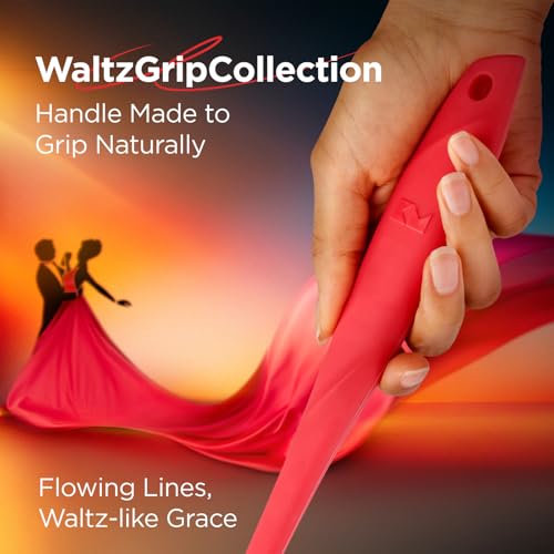 Kitchen Mama WaltzGrip Platinum Silicone Jar and Can Spatula Set, Red | Heat-Resistant, Dishwasher Safe, Ergonomic Grip, Perfect for Mixing and Scraping, Nonstick Cookware - color: Red