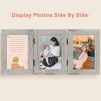 Golden State Art, 4x6 Triple Picture Frame Light Grey- Real Glass, 2 Pack | Trifold Photo Frame Vertical Display for Desktop - Three Folding Picture Collage - color: Light Gray, size: 4x6(2 Pack)
