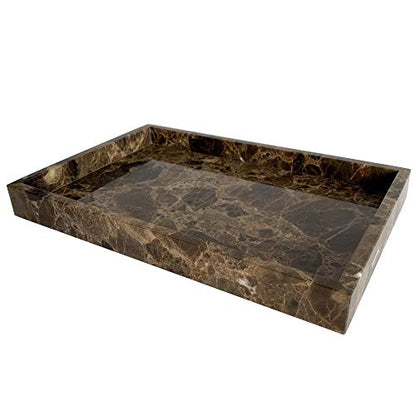 Natural Marble Storage Vanity Tray, Cosmetics Jewelery Tray, Kitchen Organizer, Coffee Table Tray (Coffee Net, 11.8L x 7.87W x 1.18H) - color: Coffee Net