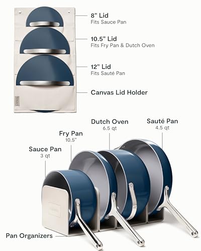 Caraway 12-Piece Non-Stick Ceramic Cookware Set | Pots, Pans, Lids and Kitchen Storage, PFAS and PFOA Free, Oven Safe Pan Set and Compatible with All Stovetops, Navy - size: 12pc Set