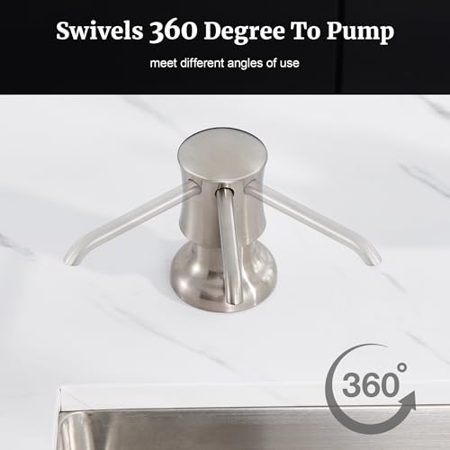 Sink Soap Dispenser for Kitchen Sink Brushed Nickel Upgrade with 40" Silicone Extension Tube Kit, Connect to Your Soap Bottle Directly | Built-in and Reduces Refill Frequency, Simple DIY Installation, Fits 1.1–1.6 in Sink Holes, for Dish Soap or Lotion -