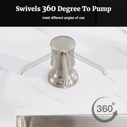 Sink Soap Dispenser for Kitchen Sink Brushed Nickel Upgrade with 40" Silicone Extension Tube Kit, Connect to Your Soap Bottle Directly | Built-in and Reduces Refill Frequency, Simple DIY Installation, Fits 1.1–1.6 in Sink Holes, for Dish Soap or Lotion -
