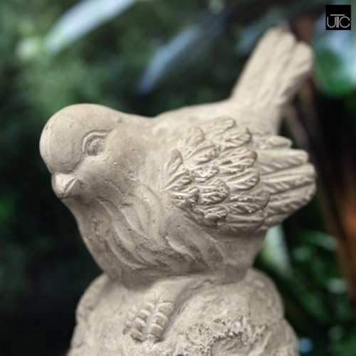 Small Cement Bird Statue, Gray Concrete Finish (4.5 X 3.75 X 7.5 Inches) | Decorative Bird Figurine With A Gray Concrete Finish, Ideal For Patios, Lawns, Yards, Tables, And Outdoor Spaces. - size: 4.50"x3.75"x7.50"H