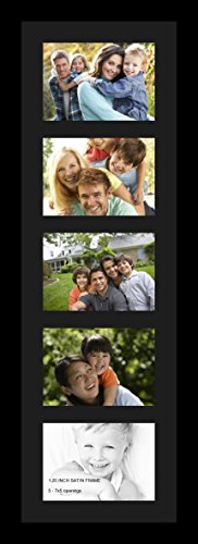 ArtToFrames Collage Photo Frame Single Mat with 5-5x7 Openings with Satin Black Frame and Black mat. - color: 5 - 5x7 - (2137), size: Black