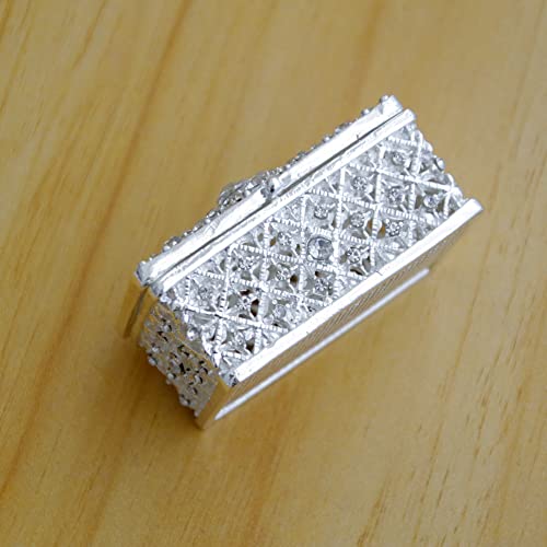Silver Trinket Box Jewelry Box with Crystals Small Trinket Boxes Hinged Gift Ring Holder for Girls or Women - color: Silver_6