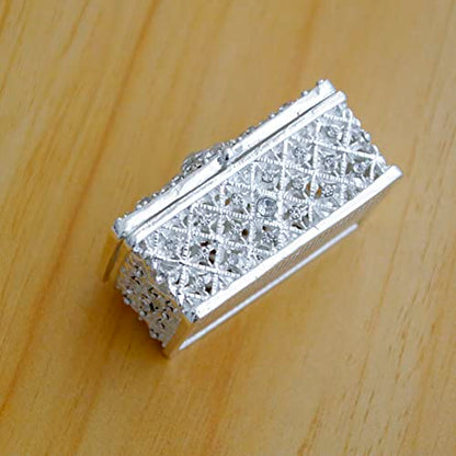 Silver Trinket Box Jewelry Box with Crystals Small Trinket Boxes Hinged Gift Ring Holder for Girls or Women - color: Silver_6