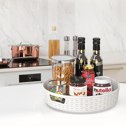 Simple Houseware 12-Inch Multifunctional Non-Skid Storage Lazy Susan, White