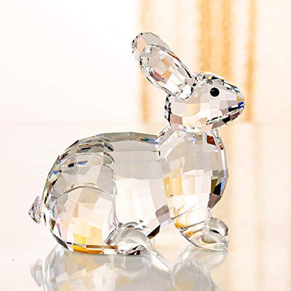 DOJOZ Crystal Bunny Rabbit Animal Collectible Cute Figurine Birthday Gifts Home Decor (White) - color: White