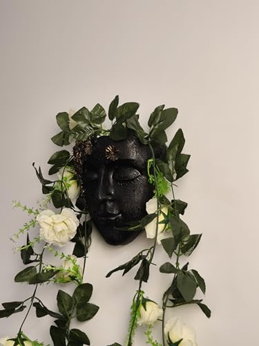 Face Shape Wall Planter Elegant Black Resin Wall-Mounted Head Pot with Drainage Hole Unique Small Vase Holder for Flower,Succulents, Hanging Plants for Plant Lovers - color: Black