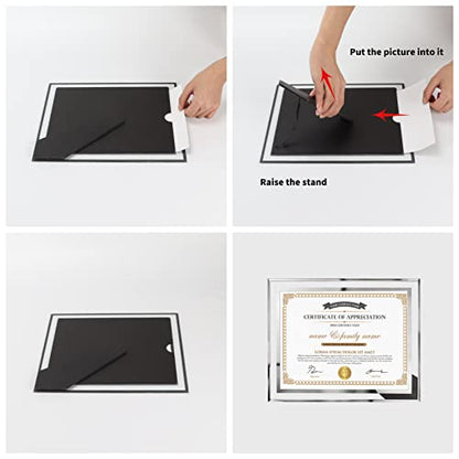 Hoikwo 8.5 by 11 Picture Frames, 4 Pack 8.5x11 Glass Picture Frames – For Small Business Licenses, School Certificates, Family Awards & Office Diplomas, Tabletop Display Only – Vertical or Horizontal - size: 8.5x11-4 Frames