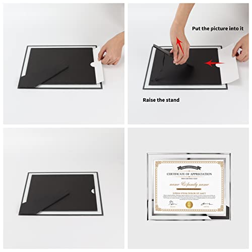 Hoikwo 8.5 by 11 Picture Frames, 12 Packs 8.5x11 Silver Glass Certificate Frames for 8.5 x 11 Document Diploma Award, Only for Tabletop Display Vertically or Horizontally - size: 8.5x11-12 Frames