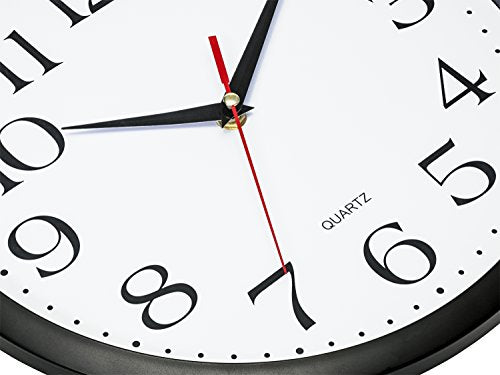 Bernhard Products Black Wall Clocks 2 Pack Silent Non Ticking - 12 Inch Quality Quartz Battery Operated Round Easy to Read Home/Office/Classroom/Business/Kitchen/School Clock - color: Black, size: 12 Inch - 2 Clocks