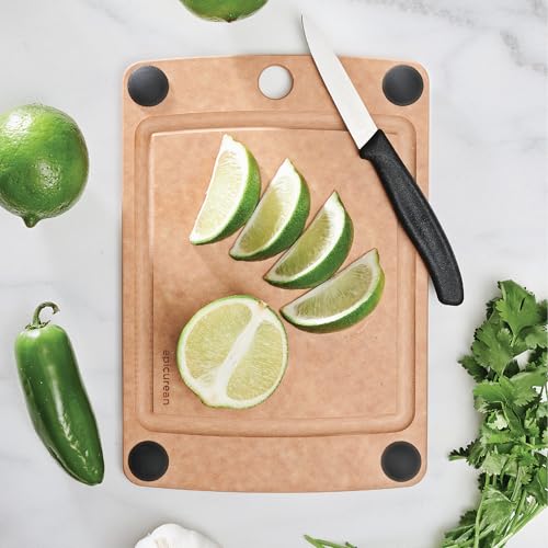 Epicurean All-In-One Cutting Board with Non-Slip Feet and Juice Groove, 10" × 7", Natural/Black - color: Natural/Black, size: 10"L x 7"W