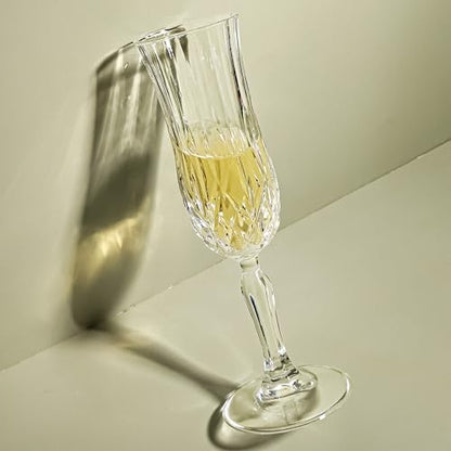 Champagne Flutes Set of 12, 4 oz Vintage Champagne Glasses with Cut Design | Elegant Stemware for Champagne, Prosecco, Mimosa, Dishwasher Safe, Ideal for Weddings, Parties, and Home Use