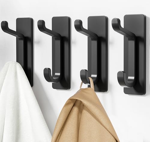 pickpiff 13LB Strong Stick-On Hooks for Coats and Towels, Black 12 Pack - color: Black, size: 12 Pack