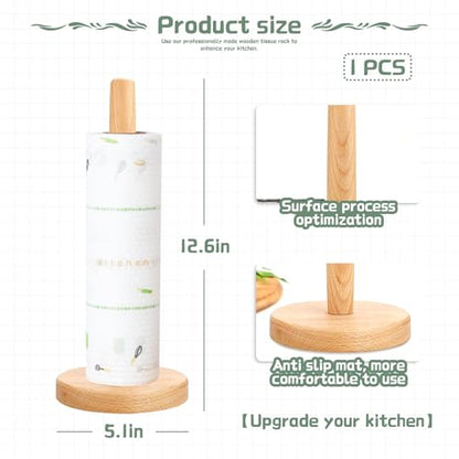 Wooden Paper Towel Holder, Round Bottom | Wooden Towel Holder Countertop, Farmhouse Paper Towel Holder for Kitchen Countertop & Dining Table