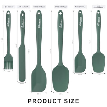 NileHome 6 Pieces Silicone Spatula Set with Silicone Brush,Mixing-Green | Food-Grade Material,Heat Resistant Up to 600°F,Dishwasher Safe,BPA-Free - color: Green