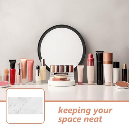 Natural Gray and White Marble Vanity Tray 30x15cm, Rectangular Bathroom Countertop Organizer for Cosmetics and Soap, Decorative Desktop Holder for Entryway and Dresser