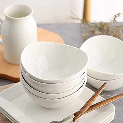 Samsle Porcelain Small Serving Bowls, 10 Ounce Dessert Bowls for Ice Cream Snacks Appetizer Candy Dishes, Dishwasher Safe Durable Ceramic White Bowl for Party, Set of 6 - size: Small（10oz）