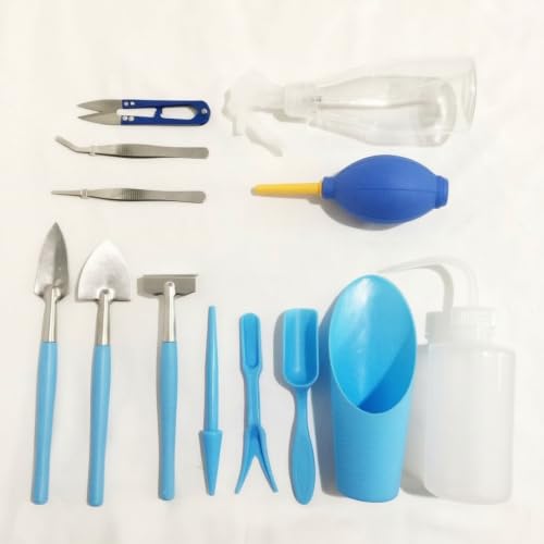 Tools Set for Indoor Plants, Gardening Tool Kit for Transplanting & Planting, Small Garden Hand Tools, Blue, 14-piece Set - color: Blue, size: 14-piece set