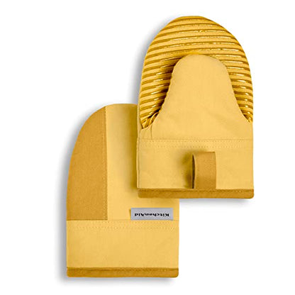 KitchenAid Beacon Two-Tone Non-Slip Mini Oven Mitt Set, Majestic Yellow, 5.5"x8", 2 Piece - color: Majestic Yellow