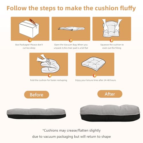 RACE LEAF Indoor Chair Cushions 4 Pack, Tufted Memory Foam Dining Room Chair Pads with Ties and Non-Slip Backing, Kitchen Seat Cushions 15.5" X 15.5" Light Gray - color: Light Gray