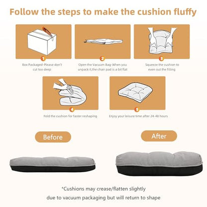 RACE LEAF Indoor Chair Cushions 4 Pack, Tufted Memory Foam Dining Room Chair Pads with Ties and Non-Slip Backing, Kitchen Seat Cushions 15.5" X 15.5" Light Gray - color: Light Gray