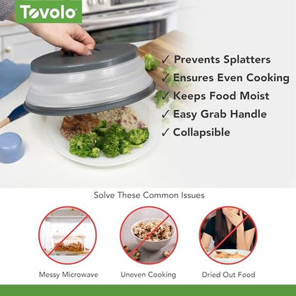 Tovolo Collapsible Microwave Splatter Cover, Charcoal Gray, Medium 10.5" in - color: Charcoal, size: Medium (10 inch)