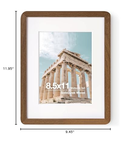 8.5 by 11 Picture Frame | Solid Oak Wood 8.5x11 Frame | 8 1/2 x 11 Diploma Frame With Mat For 6x8 | Plexiglas & Hanging Hardware Included | Certificate Document Frame Wood (Walnut, 1 Pack) - color: Walnut, size: 8.5''x11''-1P