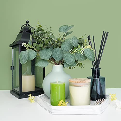 Bulk Artificial Silver Dollar Eucalyptus Leaves Picks Stems and Faux Branches for Vase Bouquets Floral Arrangement Wreath Rustic Farmhouse Greenery Decoration