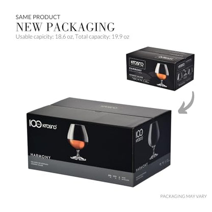 Krosno Cognac Glasses Set of 6, 18.6 oz, Harmony Collection | Drinking Glasses, Brandy Tasting Glass, Whiskey, Bourbon, Rum, Liqueur, Lead-Free Crystal, Elegant Glassware, Dishwasher Safe - style: Cognac 18.6 oz (Set of 6)