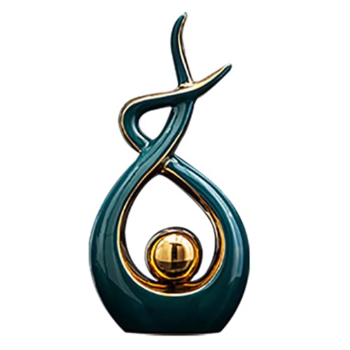 Norrclp Home Decor Modern Abstract Art Ceramic Statue Table Decor (Large) | Modern Aesthetic Ornament, Decorative Accent for Dining Room Living Room Office Centerpiece (Green and Gold) - color: Green and Gold, size: Large