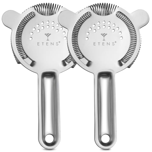 Cocktail Strainer 2 Pack, Bulk Bar Strainers for Bartending, Martini Strainer for Boston Shaker Mixing Glass, Bartender Hawthorne Strainer w/Removable Spring – Bar Supplier for Restaurant - color: Silver- 2pc