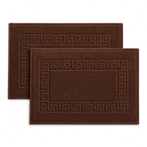 100% Recycle Cotton Bath Mat Mocha Key Pattern Bath Rug [Not a Bathroom Rug], Soft Absorbent 330 GSM Shower Floor Towel Set, Hotel Spa Quality, Machine Washable (2 Pack) - color: Mocha