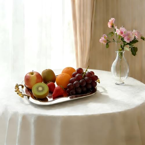 Silver Serving Tray With Handles – BBQ Tray Decorative Platters for Wedding Anniversary Birthday Holiday Gatherings Buffet Charcuterie Serving Rectangular 2 Pack