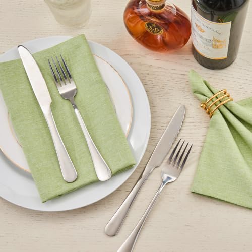 Mint Green 17x17 Polyester Linen Farmhouse Cloth Napkins Set of 8 | Waterproof, Stain Resistant, Shrink Proof, Washable, fabric, Outdoor, Reusable, Dining, Wedding, Kitchen, Party, Birthday - color: Mint Green