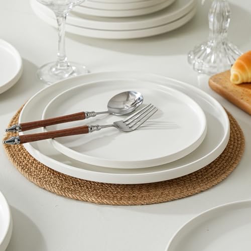 Salads & Desserts Plates, Set of 4, 8-Inch, Matte White | Matte Glaze Stoneware Plate, Microwave Safe, Dishwasher Safe - color: White, size: Salad Plates Set (4PCS)