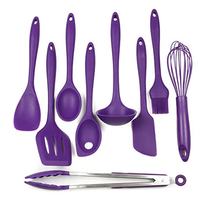 Chef Craft Premium Silicone Kitchen Tool and Utensil Set, 9 Piece, Purple - color: Purple, size: 9 Piece Set