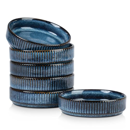 famiware Ceramic Soy Sauce Dish, 4oz Dipping Bowls Set of 6, Nebulas Blue | Individual Dip Sauce Cups/Dishes/Plates, Small Serving Bowls for Side Dishes, Condiments, Sushi, Appetizers, Reactive Glaze - color: Nebulas Blue, size: 6pcs